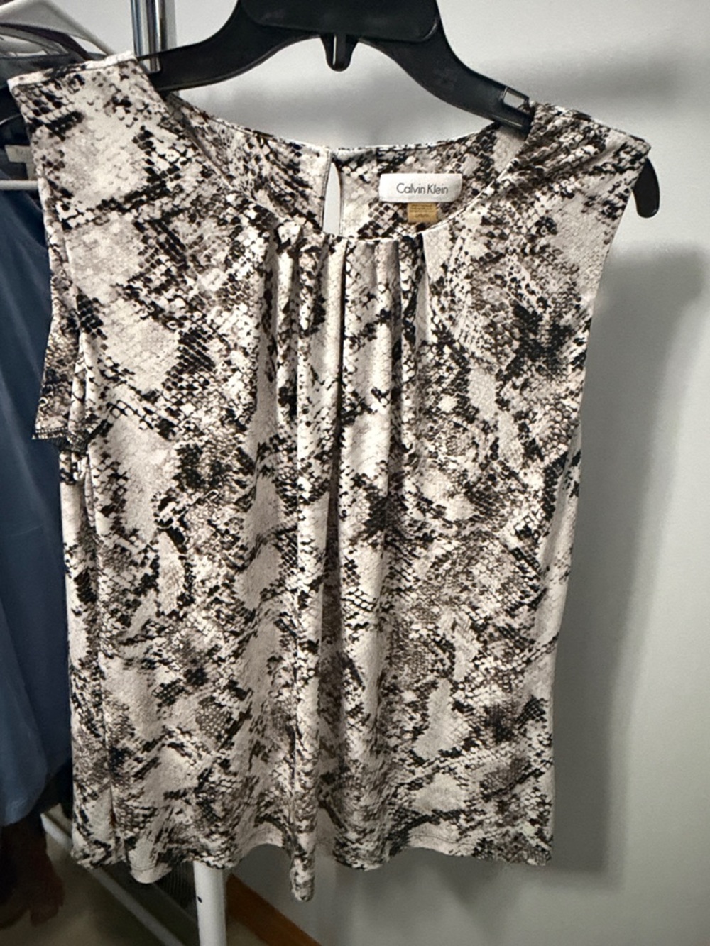 Calvin Klein Black and White Snake-Print Sleeveless Camisole